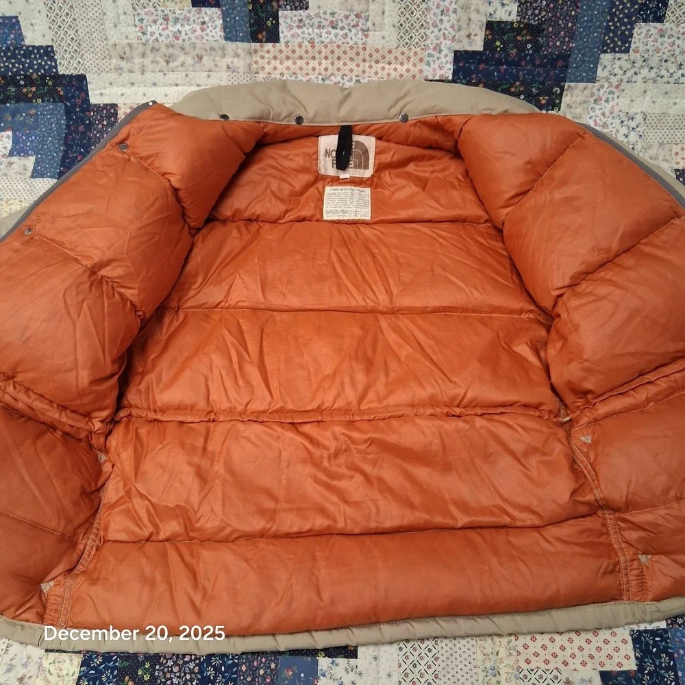 Vintage The North Face Brown Label Puffer Down Jacket Size Small Beige